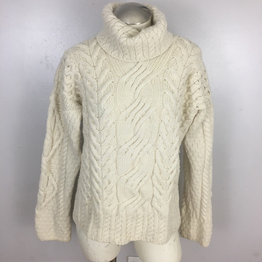 Carraigdonn Irish Sweater Turtleneck Wool Large